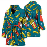 French Fries Red Paper Box Pattern Women'S Bathrobe