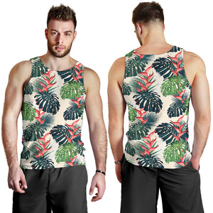 heliconia flowers, palm and monstera leaves Men Tank Top