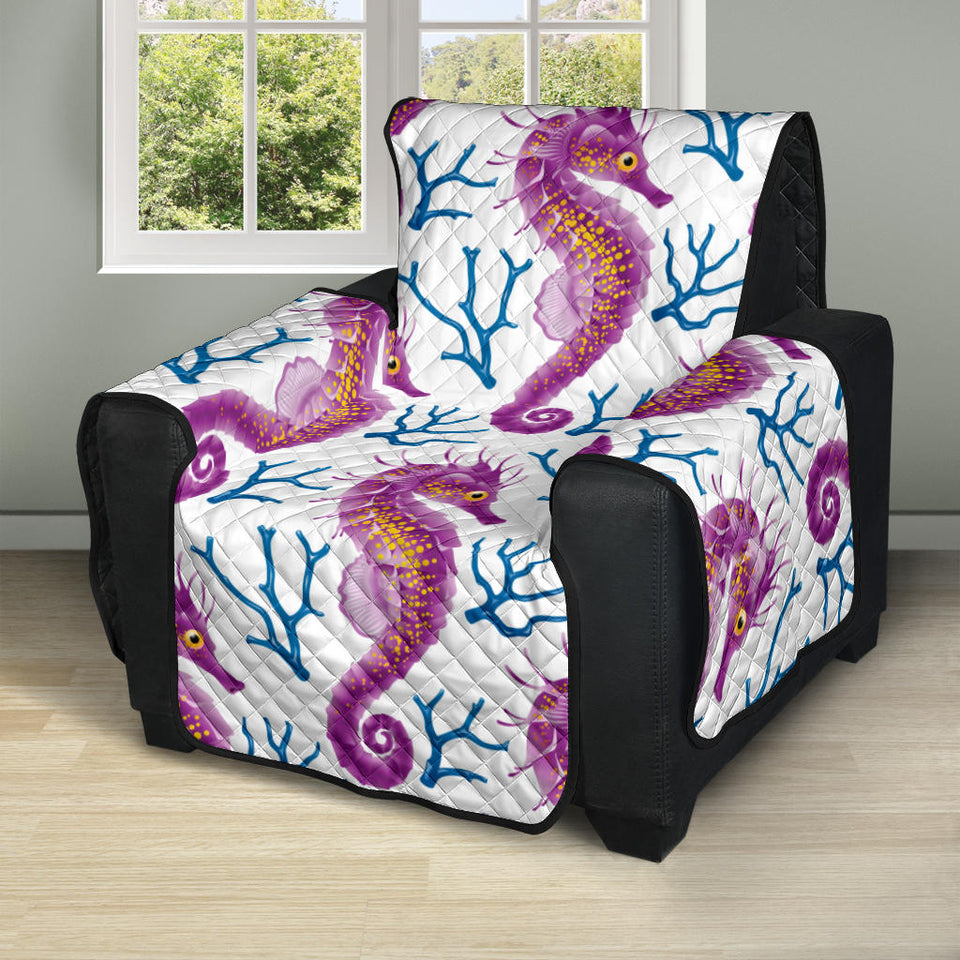 Purple seahorse blue coral pattern Recliner Cover Protector