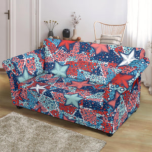 Hand Drawn Colorful Starfish Loveseat Couch Slipcover