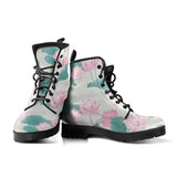 Pink Lotus Waterlily Leaves Pattern Leather Boots