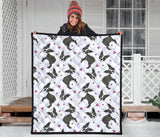 Boston Terrier Dog Hearts Vector Pattern Premium Quilt