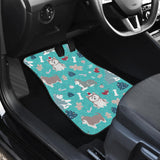 Christmas Cute Siberian Husky Puppie Pattern Front And Back Car Mats