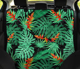 Heliconia Flower Palm Monstera Leaves Black Background Dog Car Seat Covers