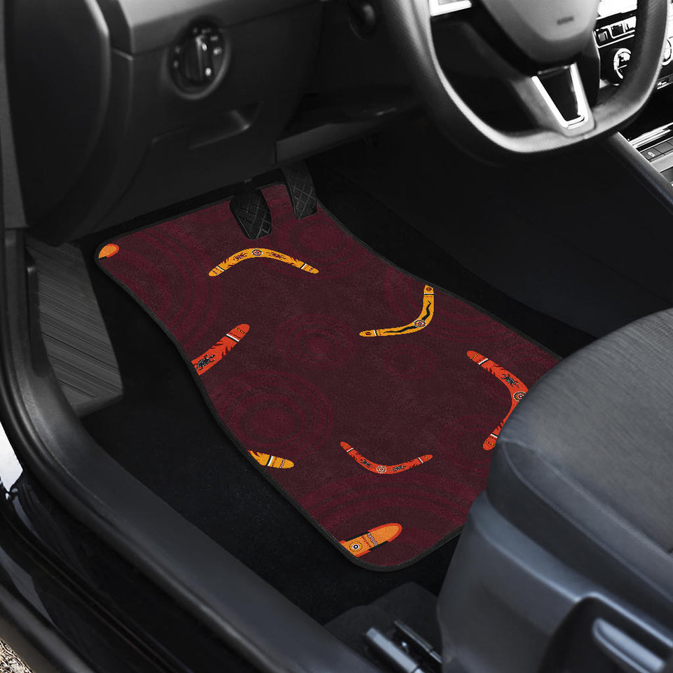 Boomerang Australian Aboriginal Ornament Circle Black Background Front And Back Car Mats