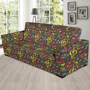 Music Notes Pattern Print Design 05 Sofa Slipcover