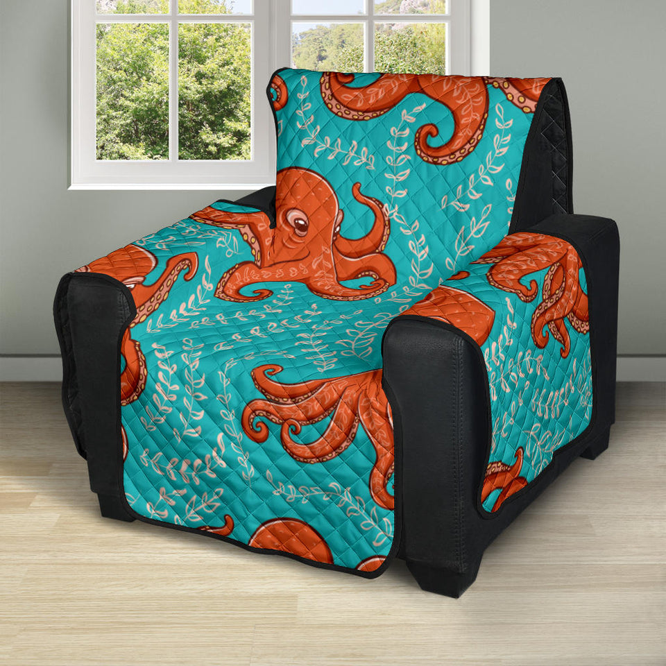 Octopus turquoise background Recliner Cover Protector