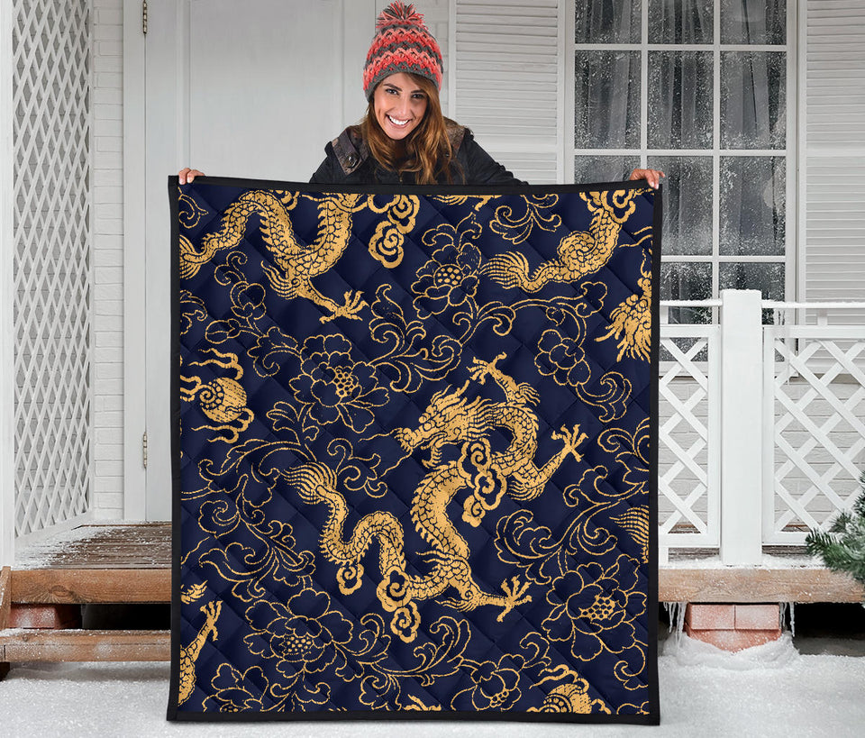 Gold Dragon Pattern Premium Quilt