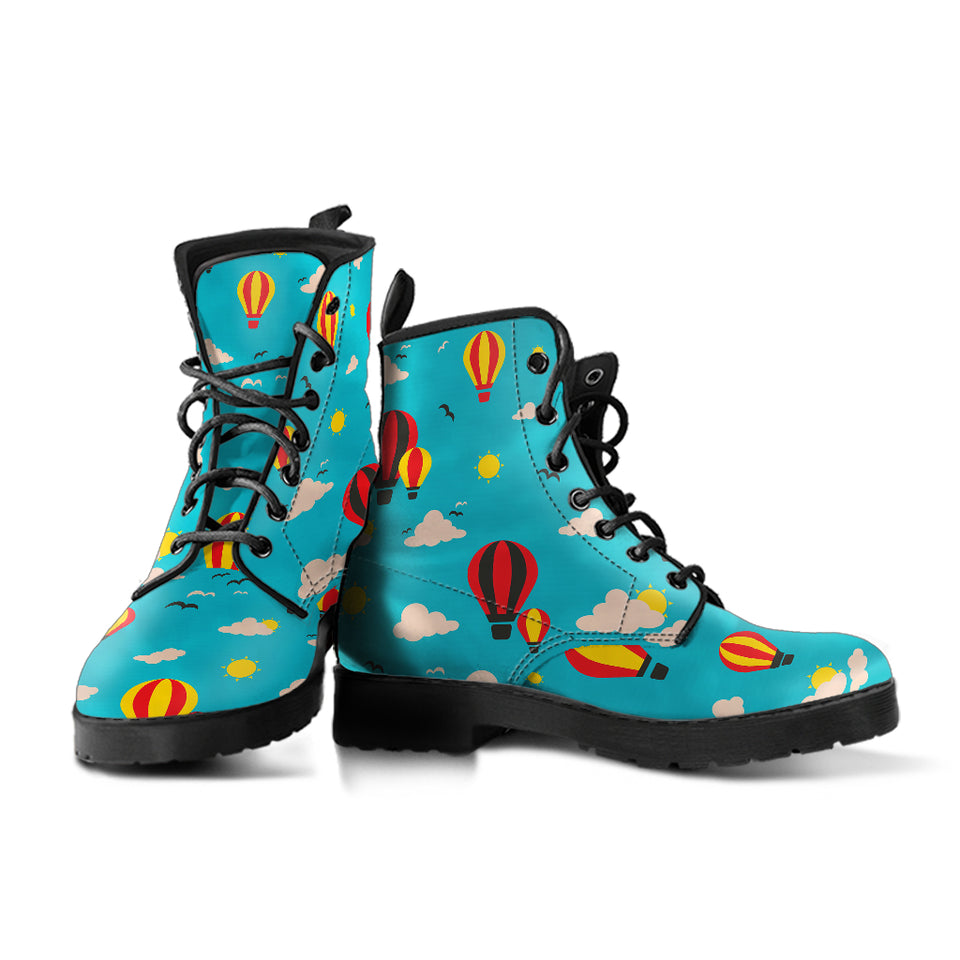 Hot Air Balloon Sky Pattern Leather Boots