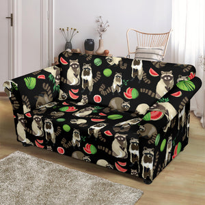 Raccoon Watermelon Pattern Loveseat Couch Slipcover