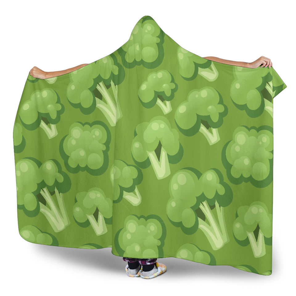 Broccoli Pattern Green Background Hooded Blanket