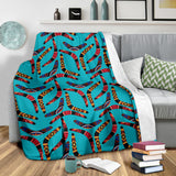Boomerang Australian Aboriginal Ornament Blue Background Premium Blanket