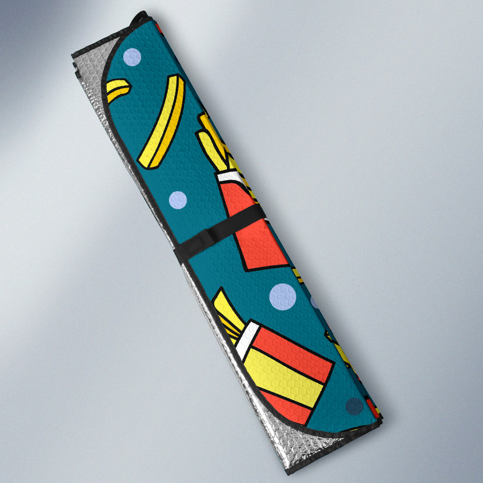 French Fries Red Paper Box Pattern Car Sun Shade