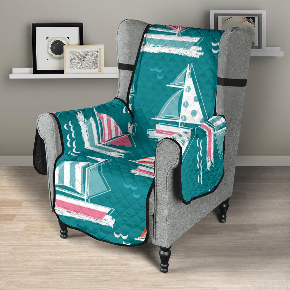 Cute sailboat pattern Chair Cover Protector