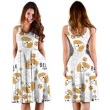 Cute Beagle Dog Pattern Background Sleeveless Midi Dress