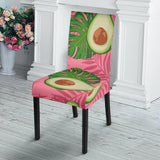 Avocado Slices Leaves Pink Back Ground Dining Chair Slipcover