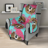 Beagle muzzles turquoise paint splashes pink pattern Chair Cover Protector