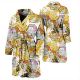 Cool Bee Honeycomb Leaves Pattern Men'S Bathrobe