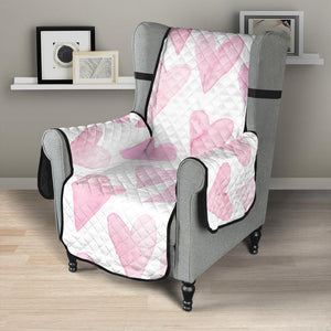 Watercolor pink heart pattern Chair Cover Protector
