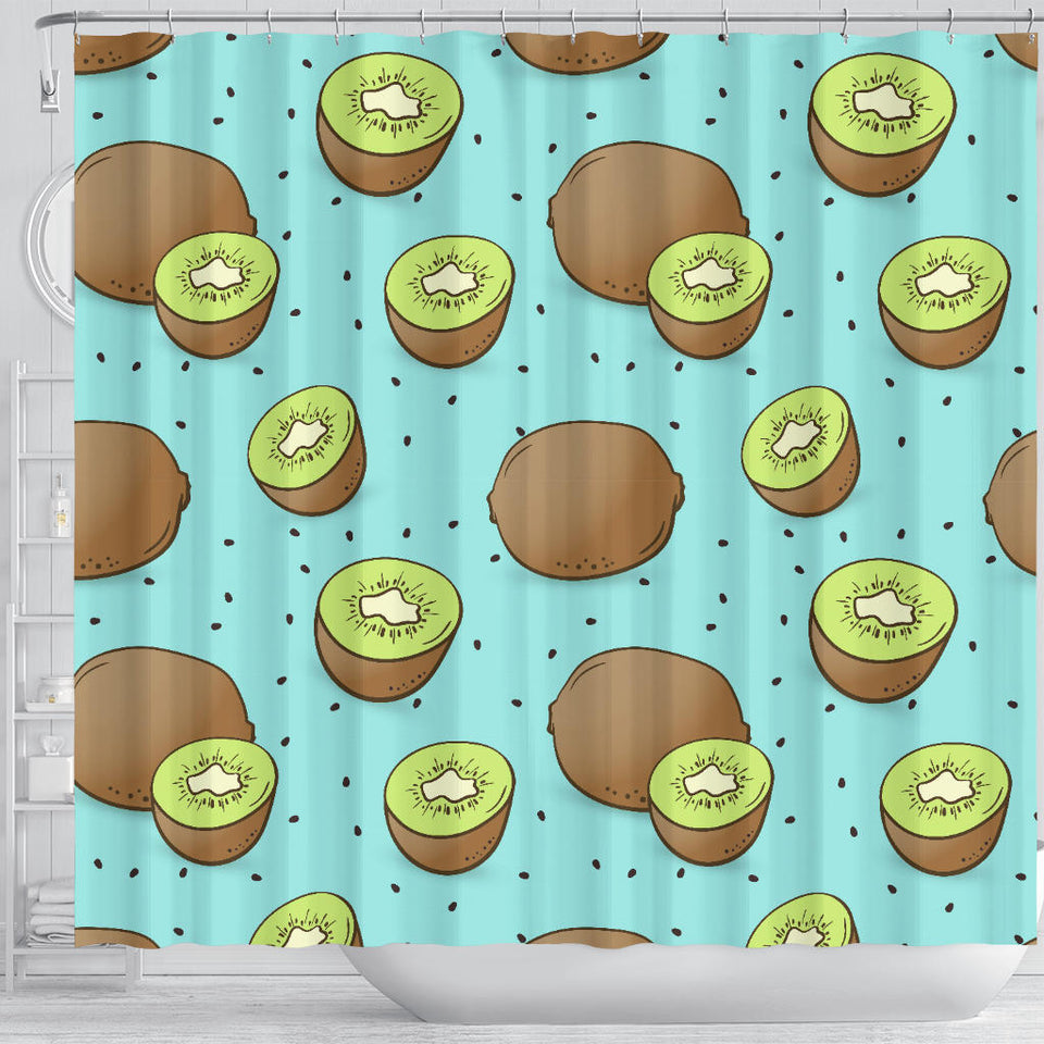 Kiwi Blue Background Shower Curtain Fulfilled In US