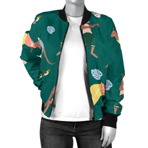 Kangaroo Leaves Pattern Women'S Bomber Jacket