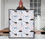 Polar Bears Star Poka Dot Pattern Premium Quilt