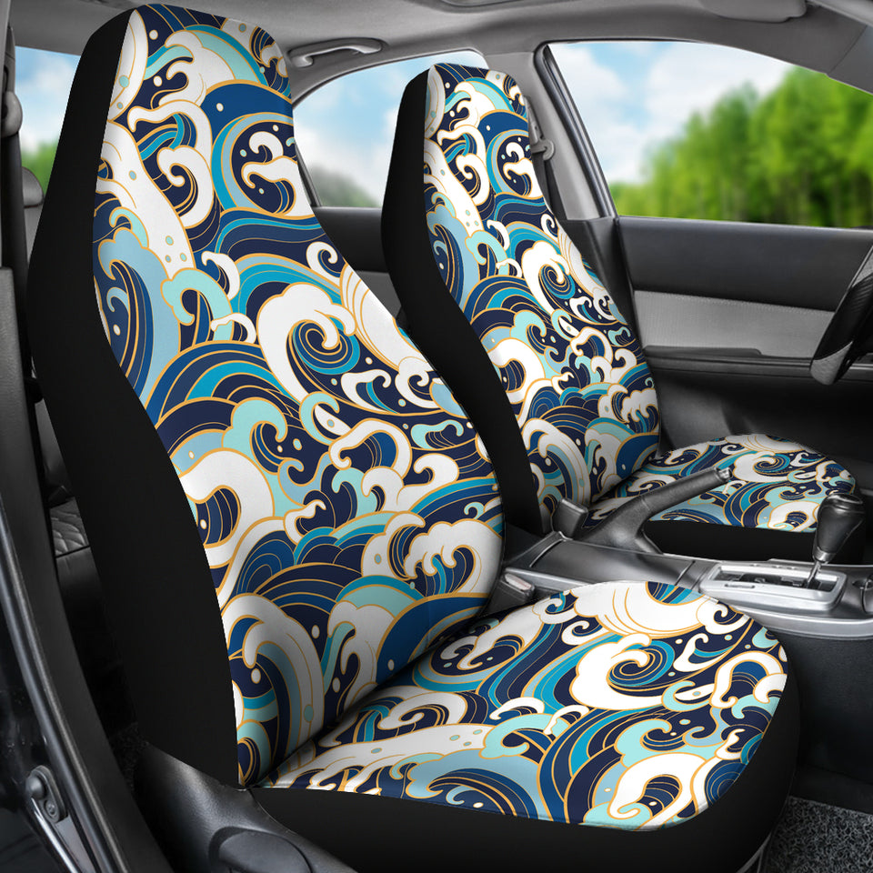 Japanese Wave Pattern Universal Fit Car Seat Covers