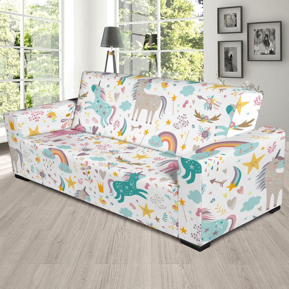 Colorful Unicorn Pattern Sofa Slipcover