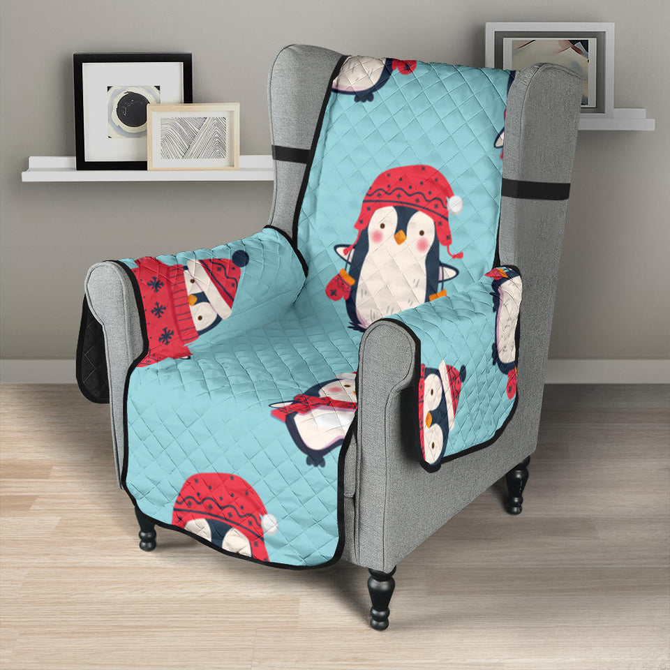 Cute penguin christmas  design pattern Chair Cover Protector