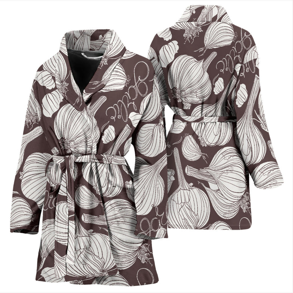 Garlic Bulb Dark Background Women'S Bathrobe