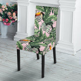 Toucan Tropical Green Jungle Palm Pattern Dining Chair Slipcover