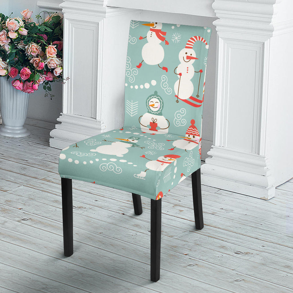 Cute Snowman Pattern Dining Chair Slipcover