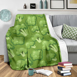 Broccoli Pattern Green Background Premium Blanket