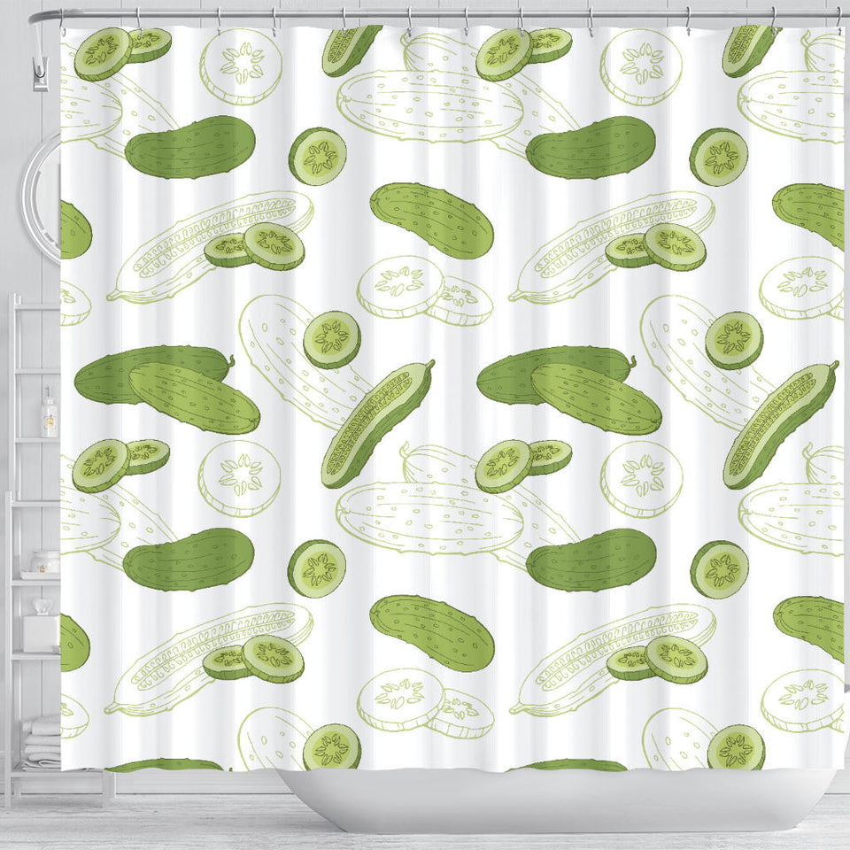 Cucumber Sketch Pattern Shower Curtain Fulfilled In US