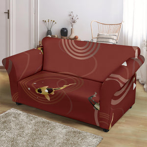 Koi Fish Carp Fish Red Background Loveseat Couch Slipcover