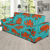 Octopus Turquoise Background Sofa Slipcover
