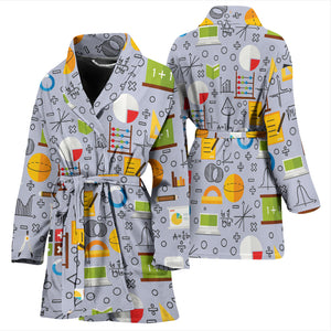 Math Pattern Print Design 04 Women's Bathrobe