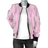 Lavender Pattern Pink Background Women'S Bomber Jacket