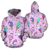 Cute Ice Cream Cone Animal Pattern Men Women Pullover Hoodie