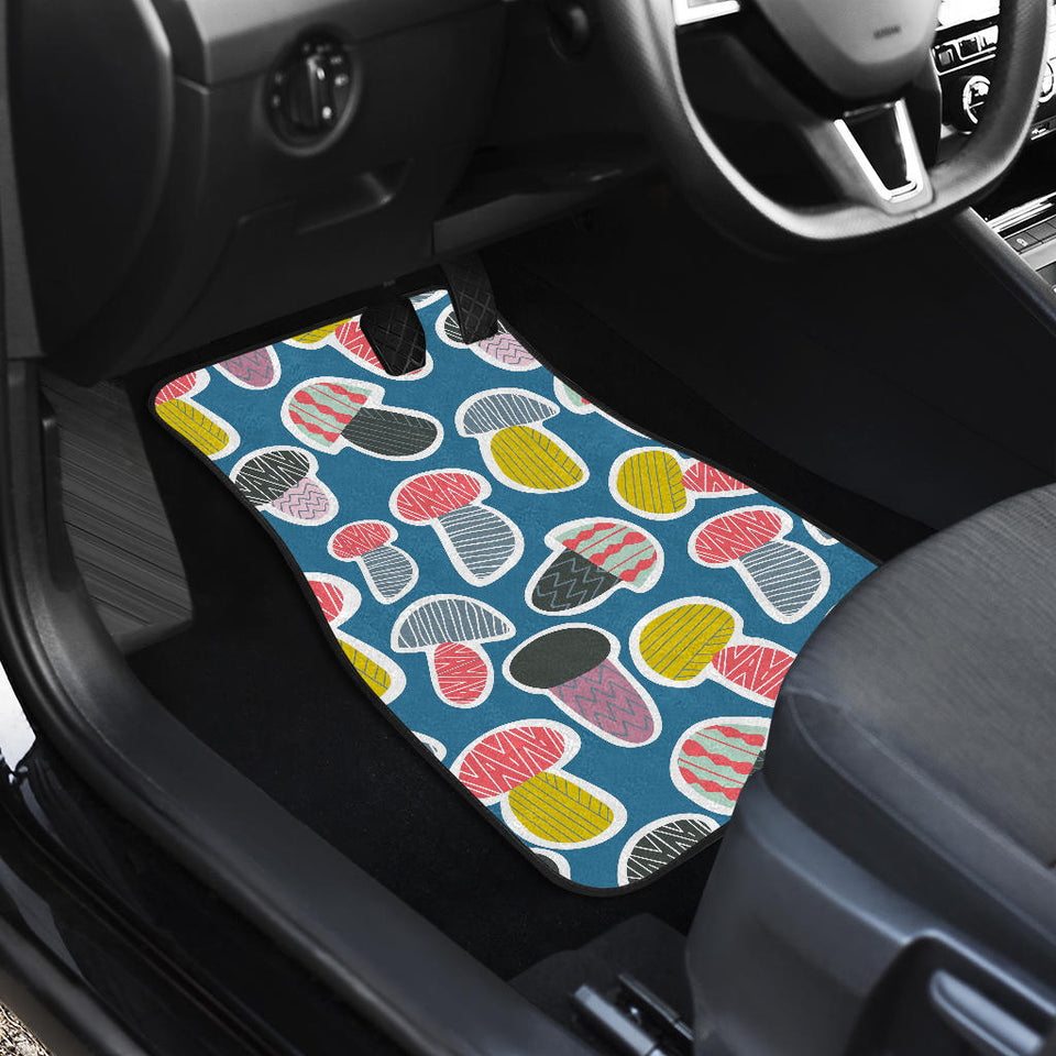Colorful Mushroom Design Pattern Front And Back Car Mats