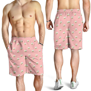 Cute Hamster Cheese Pattern Pink Background Men Shorts
