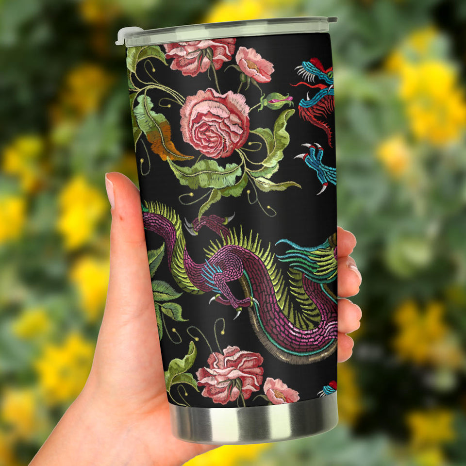 Dragons Flower Pattern Tumbler