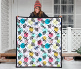 Dragonflies Ginkgo Leaves Pattern Premium Quilt