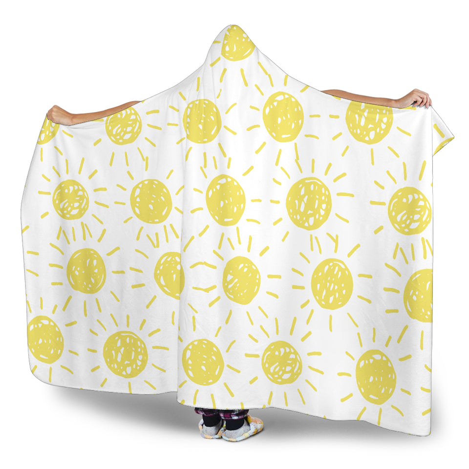 Hand Drawn Sun Pattern Hooded Blanket