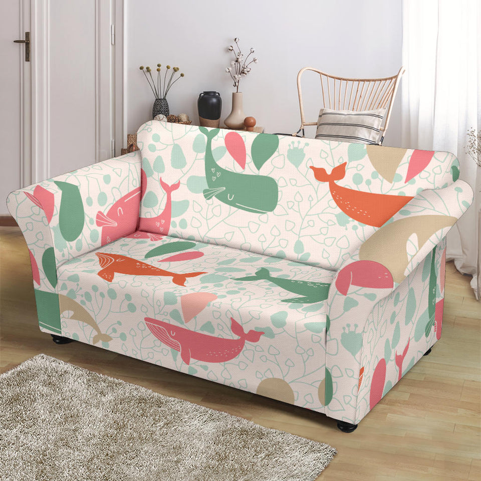 Cute Whale Pattern Loveseat Couch Slipcover