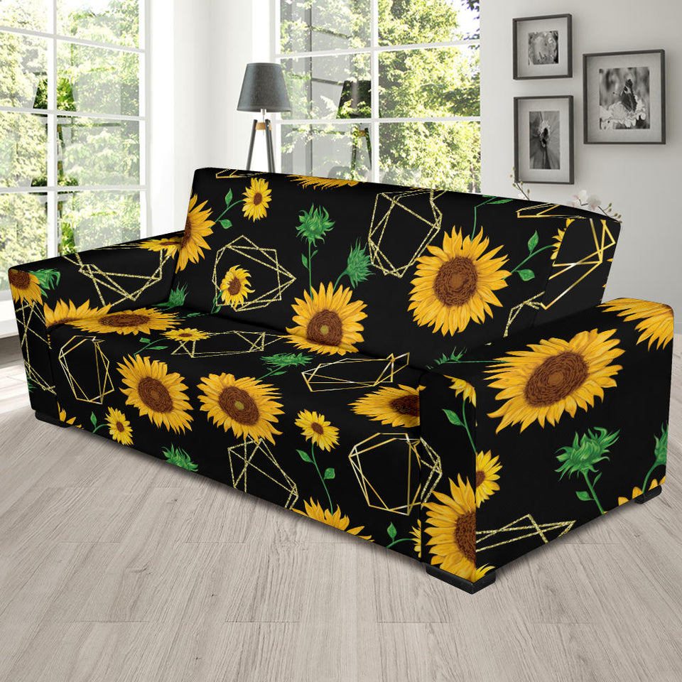 Sunflower Golden Polygonal Shapes Sofa Slipcover