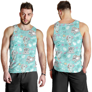 Cute koalas blue background pattern Men Tank Top