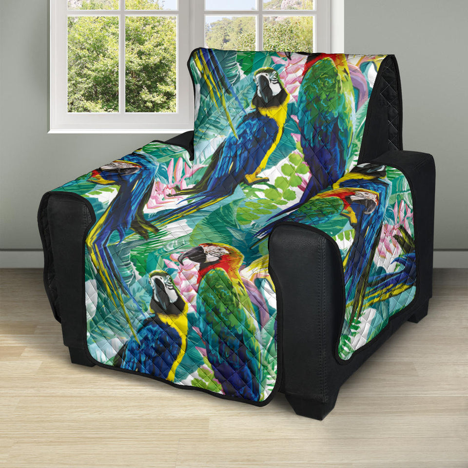 Colorful parrot exotic flower leaves Recliner Cover Protector