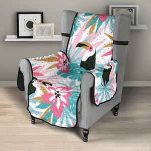 Toucan tropical flower leave pattern Chair Cover Protector