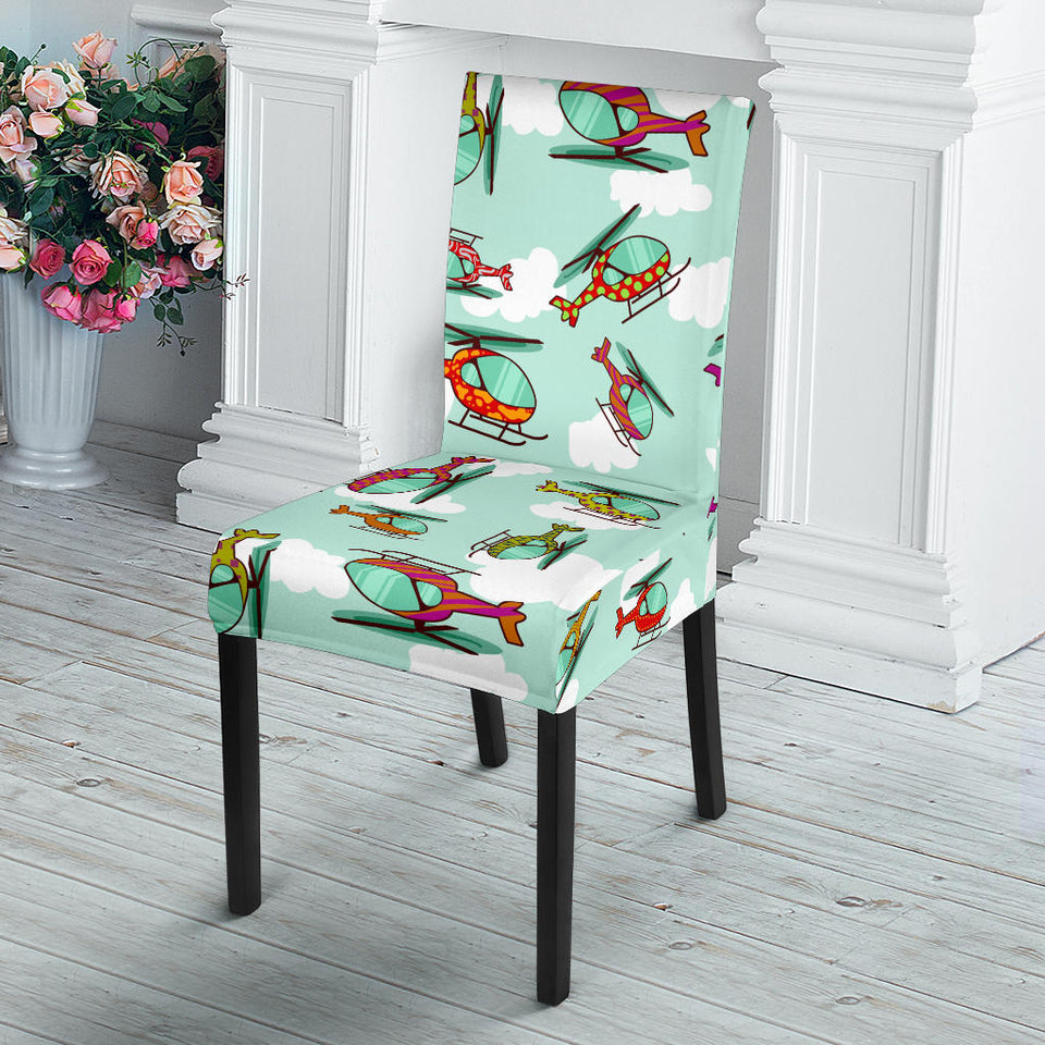 Helicopter Design Pattern Dining Chair Slipcover